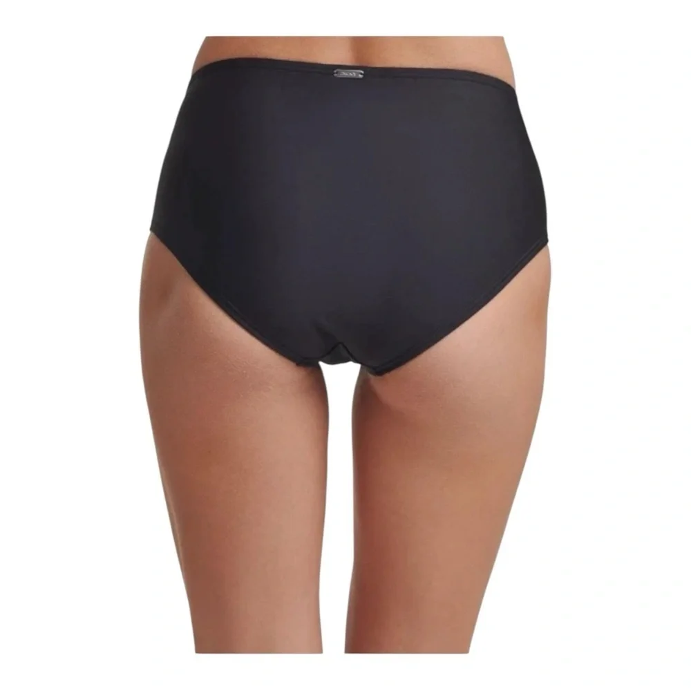 Dkny Seamed High-Waist Bikini Swim Bottom - Black NWT